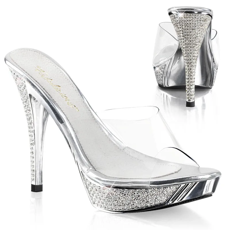Fabulicious Elegant-401-Clear/Silver-Size 9-Clearance sold by Shoe Freaks