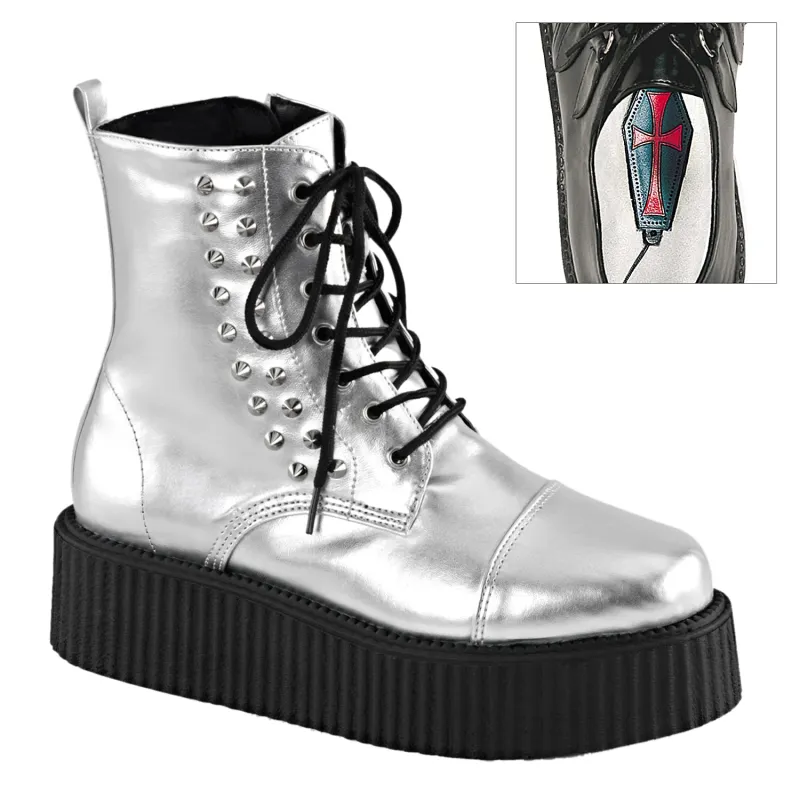Demonia V-Creeper-573-Silver-Size 5-Clearance sold by Shoe Freaks