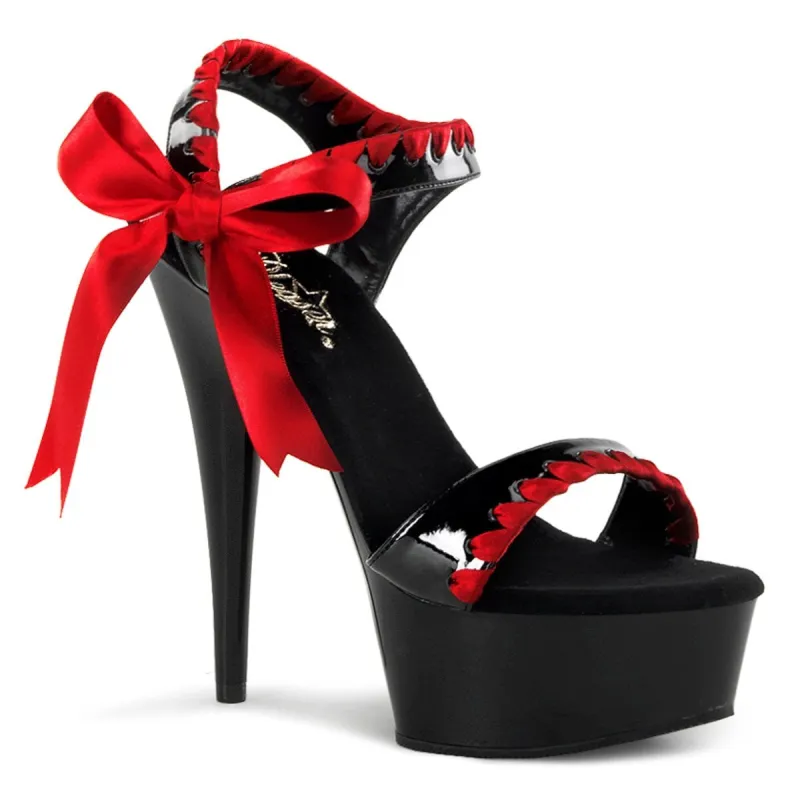 Pleaser Delight-615-Black-Red-Size 6-Clearance sold by Shoe Freaks