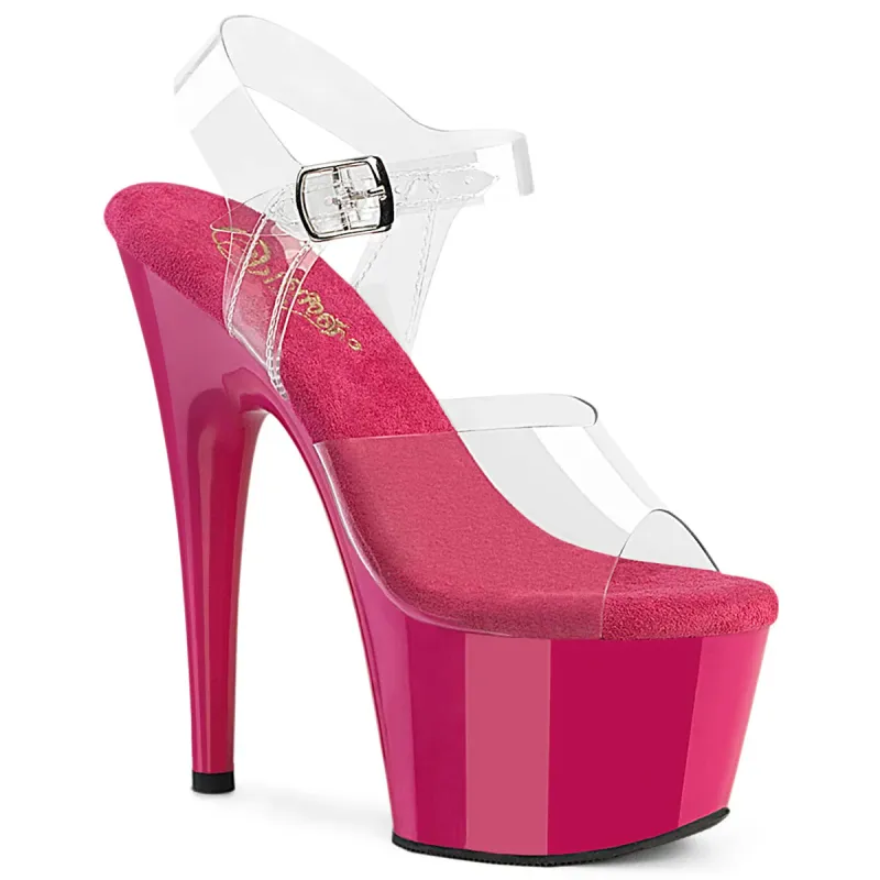 Pleaser Adore-708-Clear/Hot Pink-Size 7-Clearance sold by Shoe Freaks