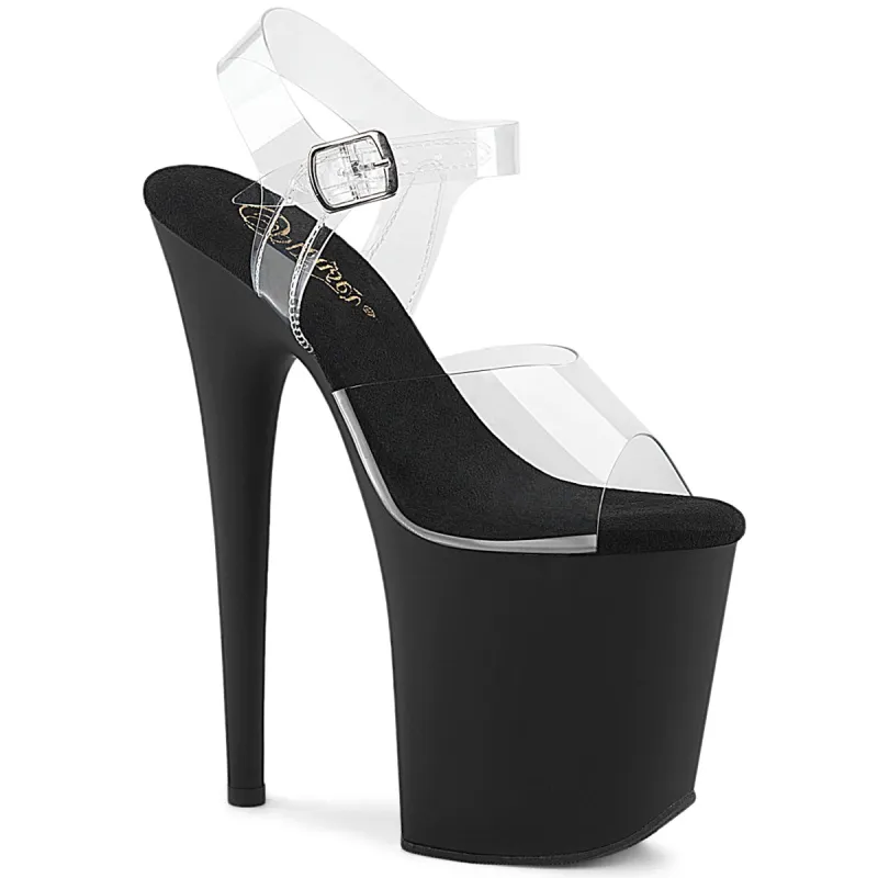 Pleaser Flamingo-808-Clear/Black-Size 5-Clearance sold by Shoe Freaks