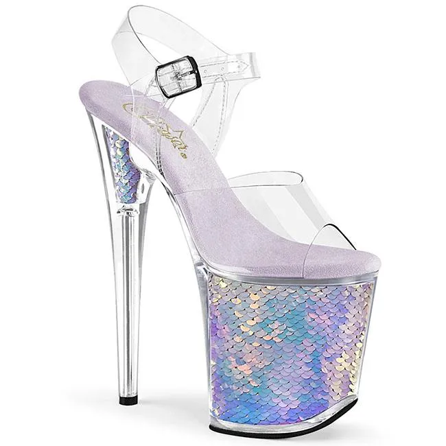 Pleaser Flamingo-808MC-Clear-Holographic-Size 6-Clearance sold by Shoe Freaks