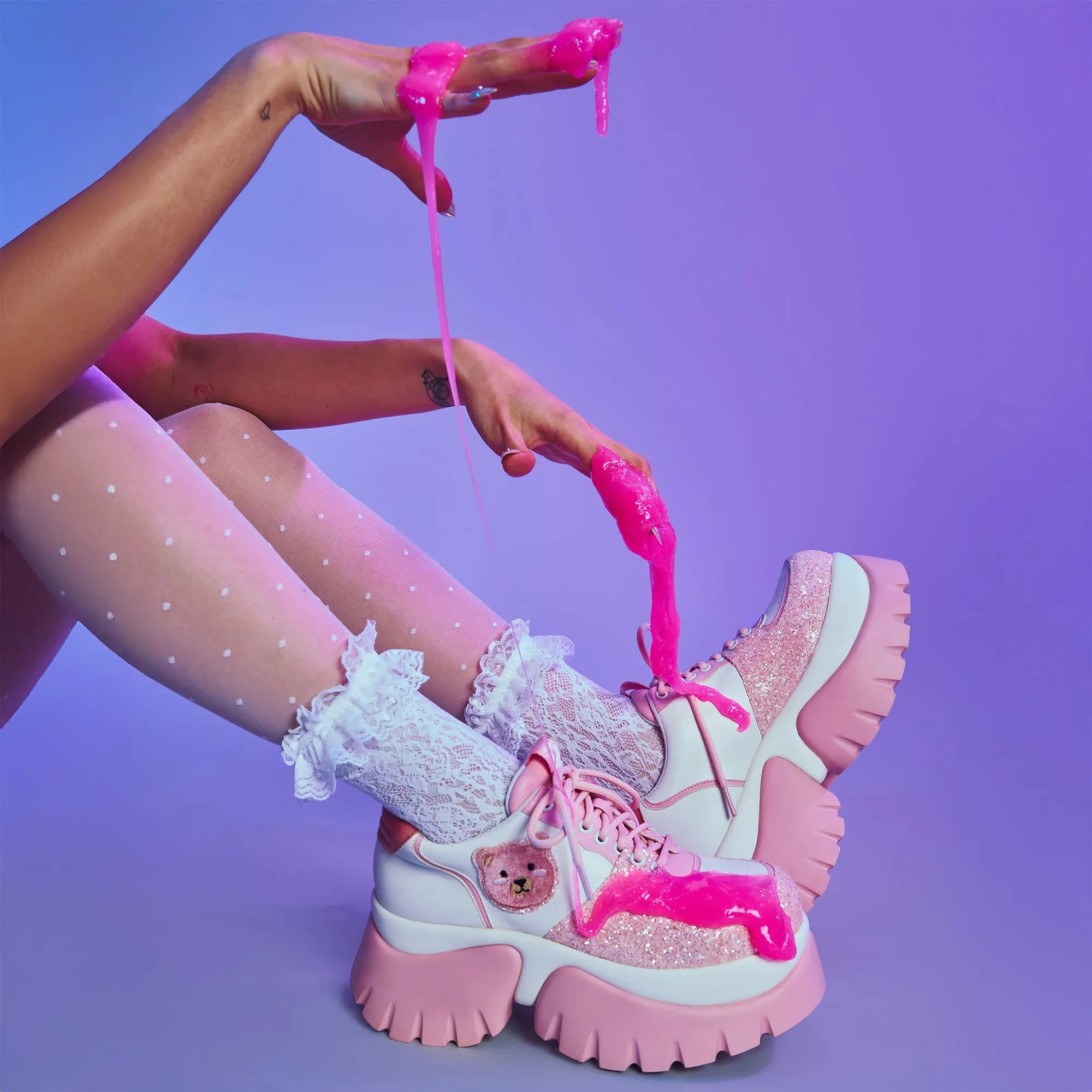 Bear Blushes Chunky Glitter Trainers - Pink sold by Shoe Freaks product image thumbnail 5