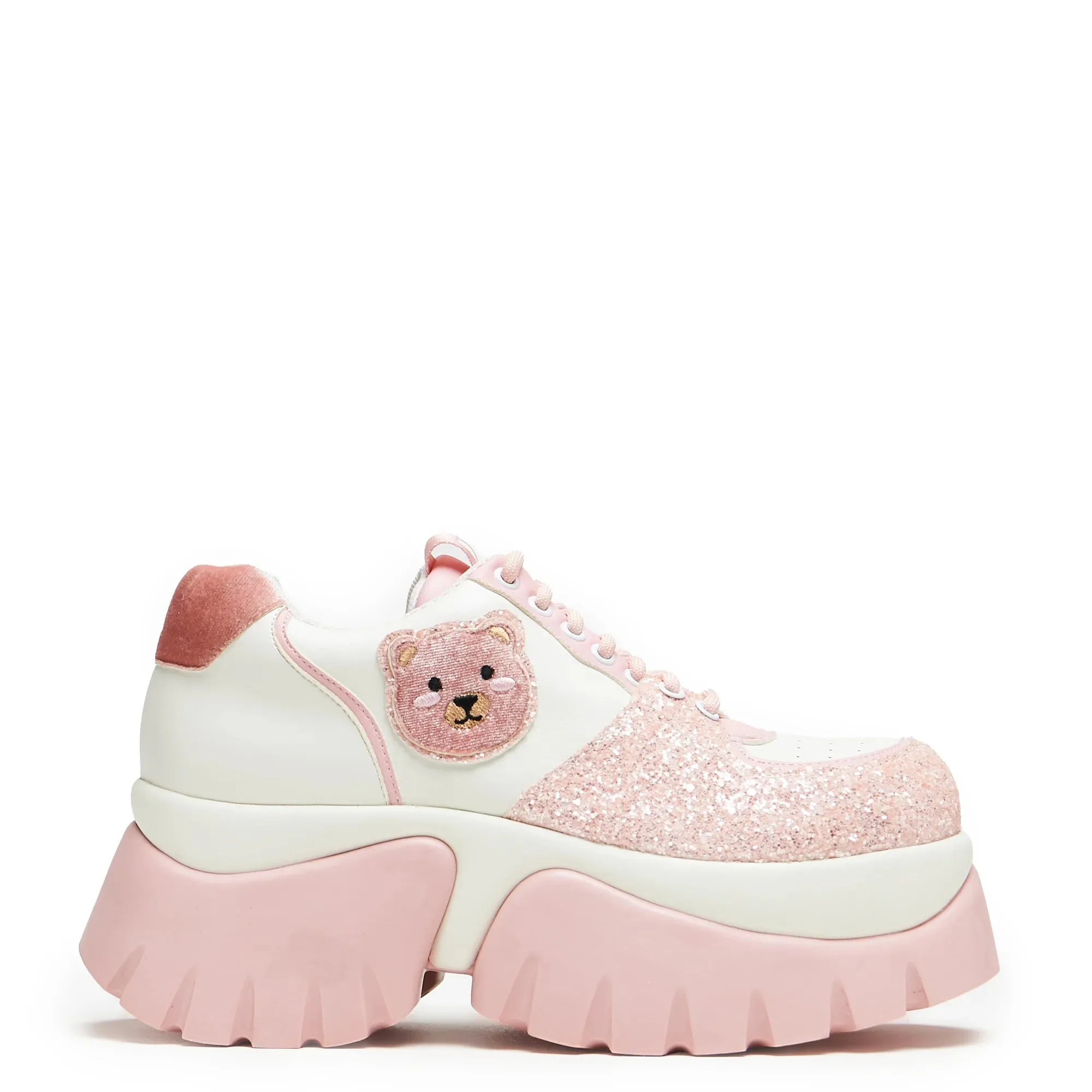 Bear Blushes Chunky Glitter Trainers - Pink sold by Shoe Freaks