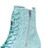 Wizard’s Spell Platform Glitter Boots - Aqua sold by Shoe Freaks