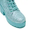 Wizard’s Spell Platform Glitter Boots - Aqua sold by Shoe Freaks