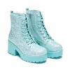 Wizard’s Spell Platform Glitter Boots - Aqua sold by Shoe Freaks
