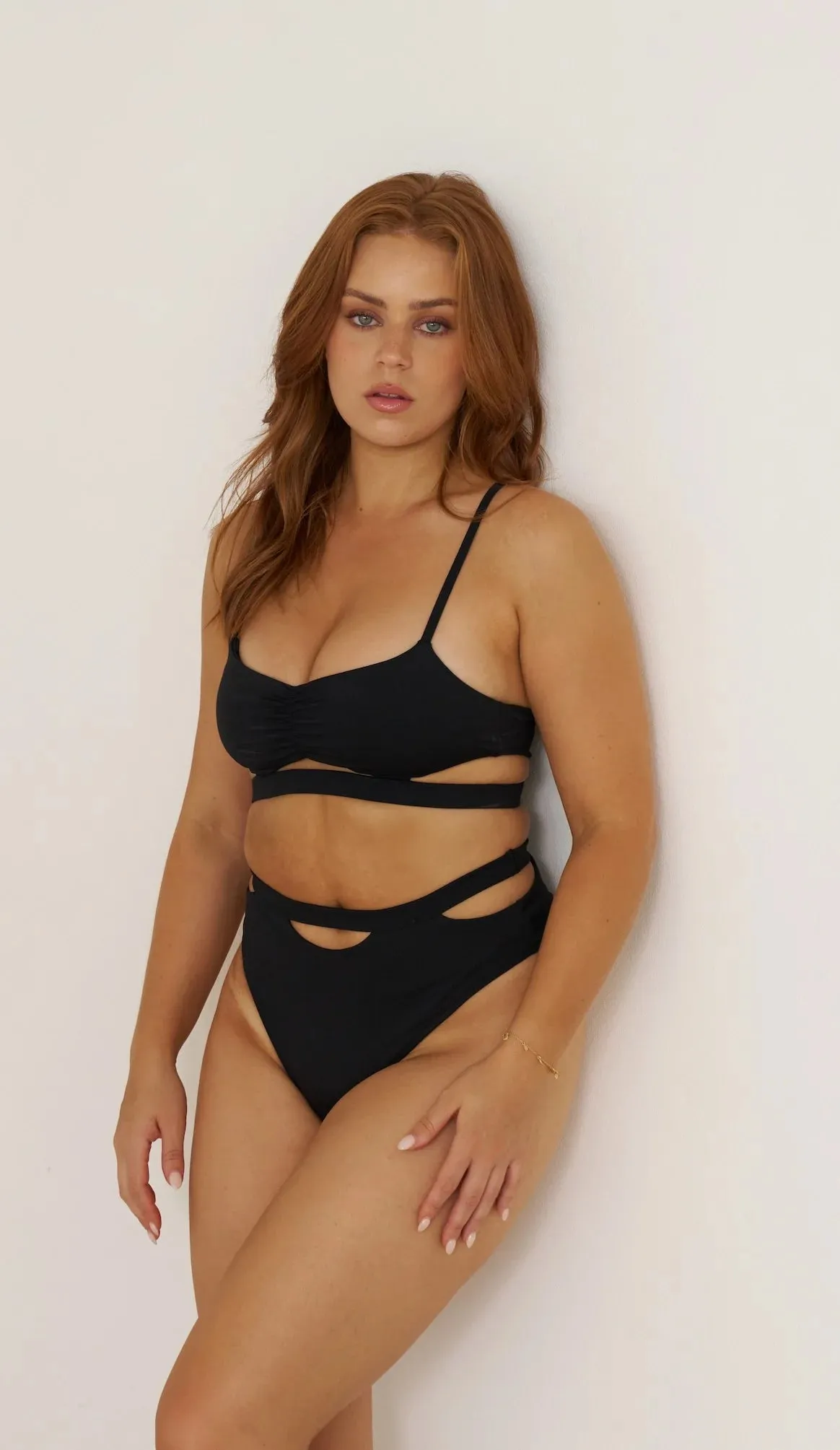 Pipa Cut Out High Waist Bottoms Black sold by Shoe Freaks