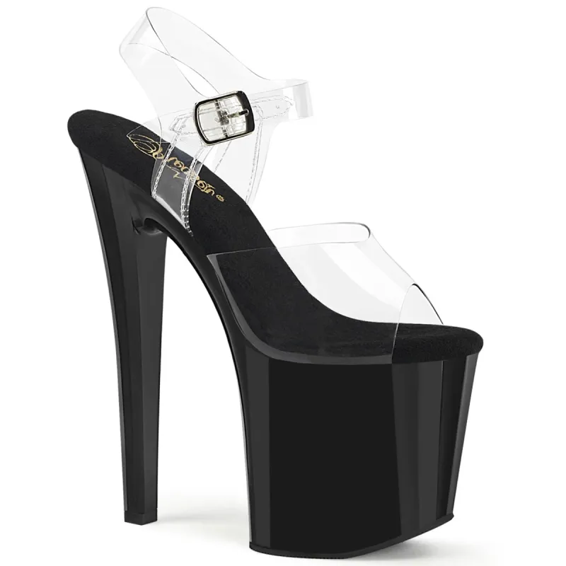 Pleaser Enchant-708-Clear/Black-Size 5-Clearance sold by Shoe Freaks