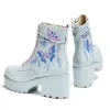 Butterfly Dune Suede Platform Military Boots - Blue sold by Shoe Freaks