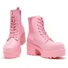 Love Urself Ketnipz Lace Up Boots - Pink sold by Shoe Freaks