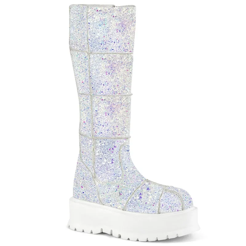 Demonia Slacker-230-White Multi Glitter-Size 8-Clearance sold by Shoe Freaks
