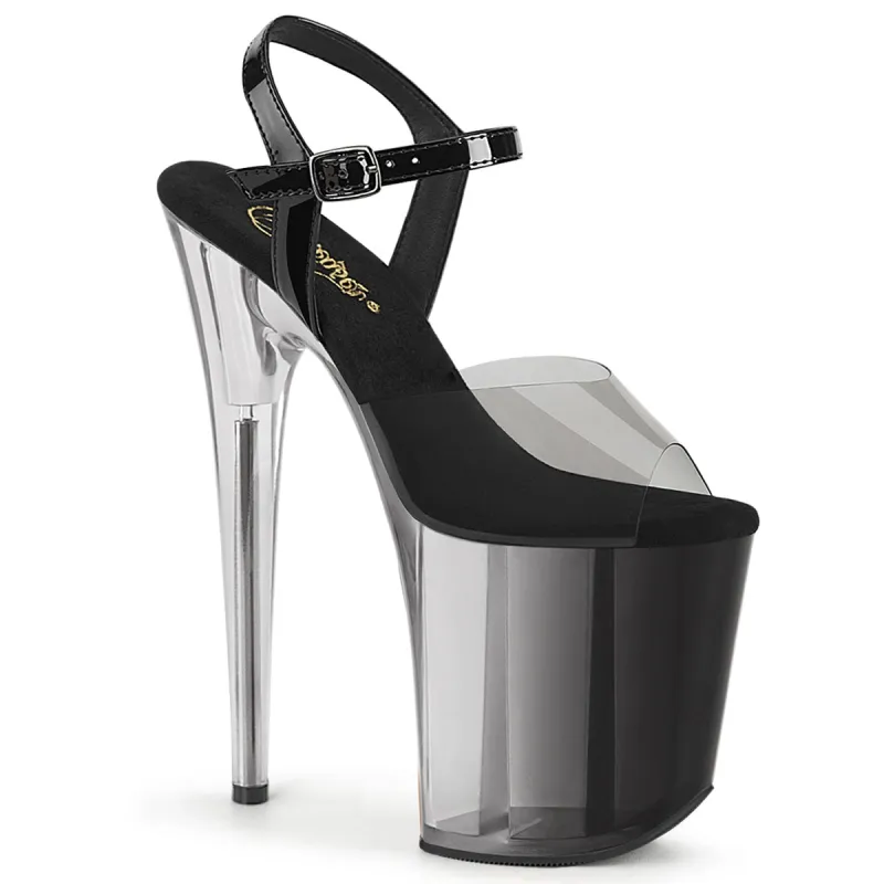 Pleaser Flamingo-808T-1-Smoke-Black/Black-Clear Ombre-Size 7-Clearance sold by Shoe Freaks