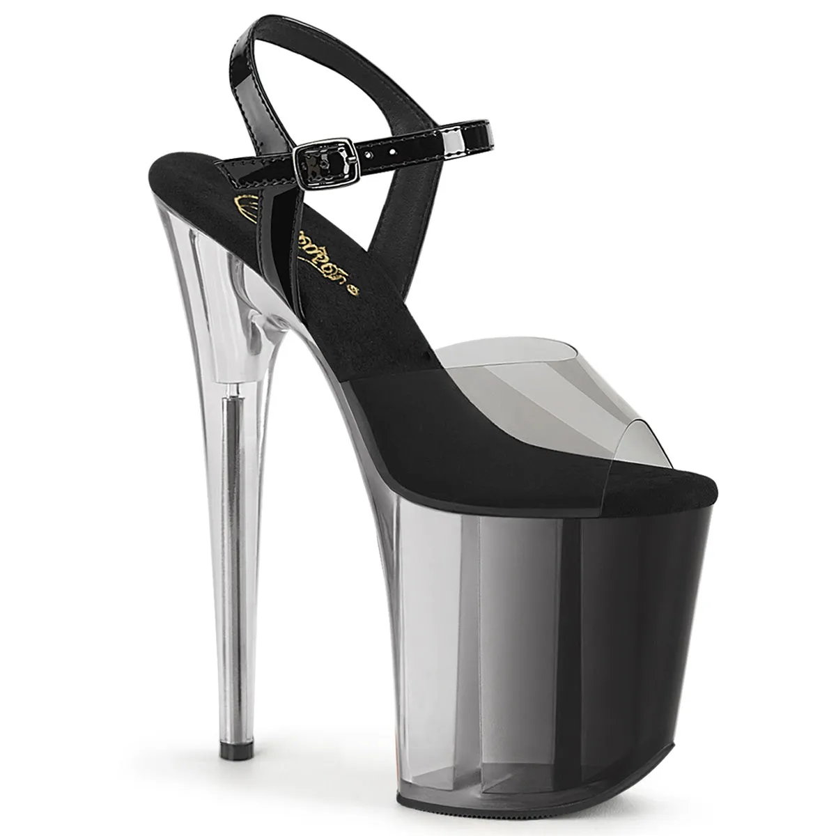 Pleaser Flamingo-808T-1-Smoke-Black/Black-Clear Ombre-Size 7-Clearance sold by Shoe Freaks