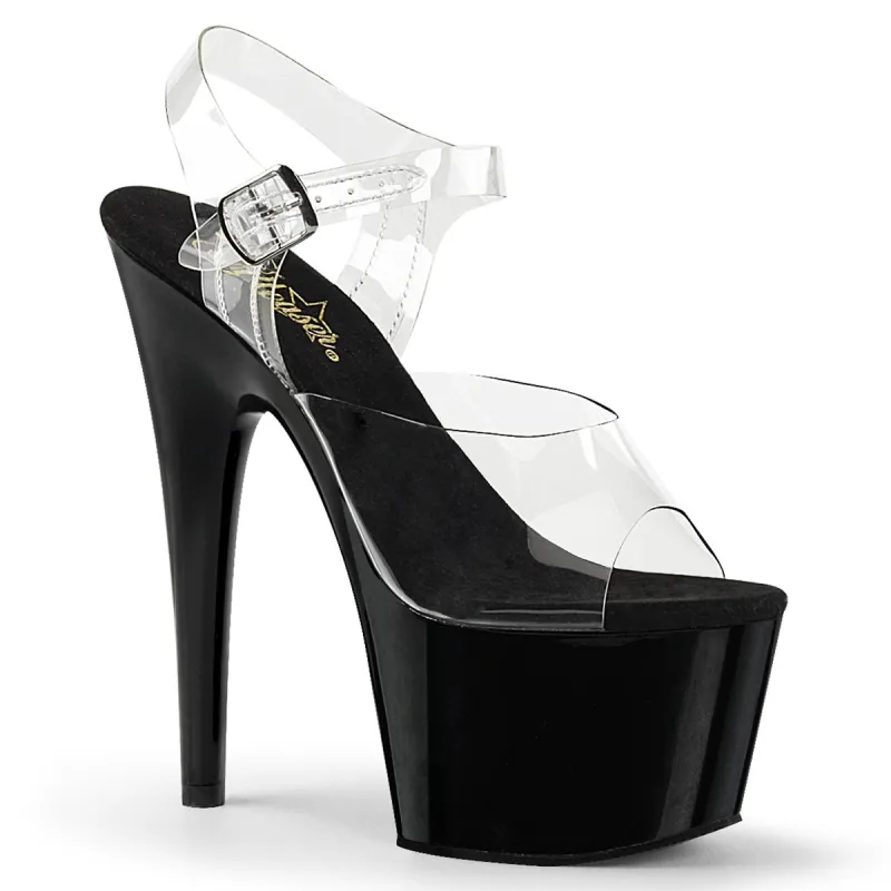 Pleaser Adore-708-Clear-Black-Size 6-Clearance sold by Shoe Freaks