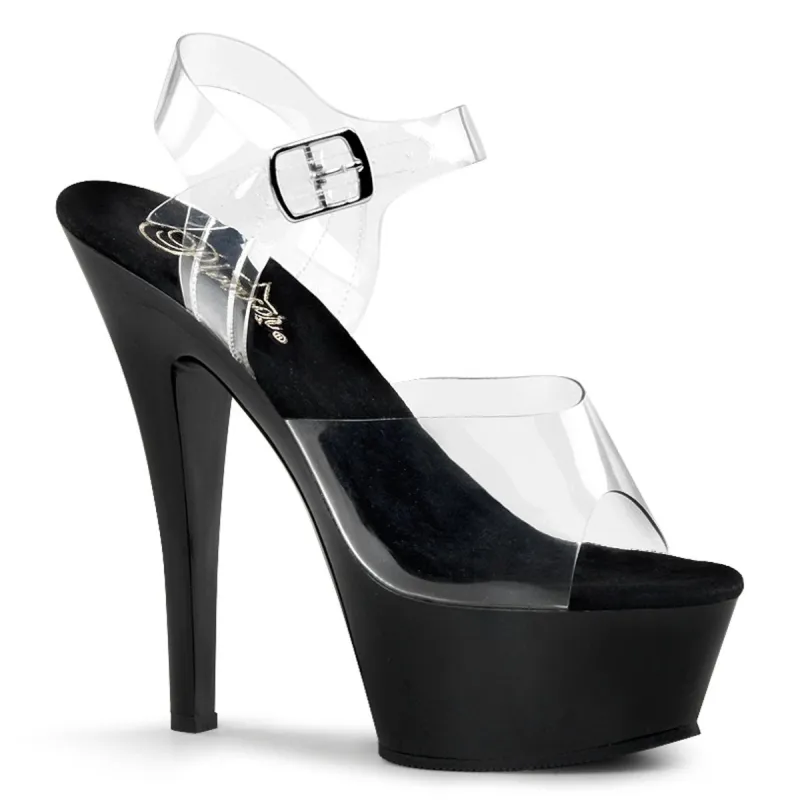 Pleaser Kiss-208-Clear-Black-Size 8-Clearance sold by Shoe Freaks