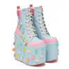 Playful Spirit Decora Tower Platform Boots - Blue sold by Shoe Freaks