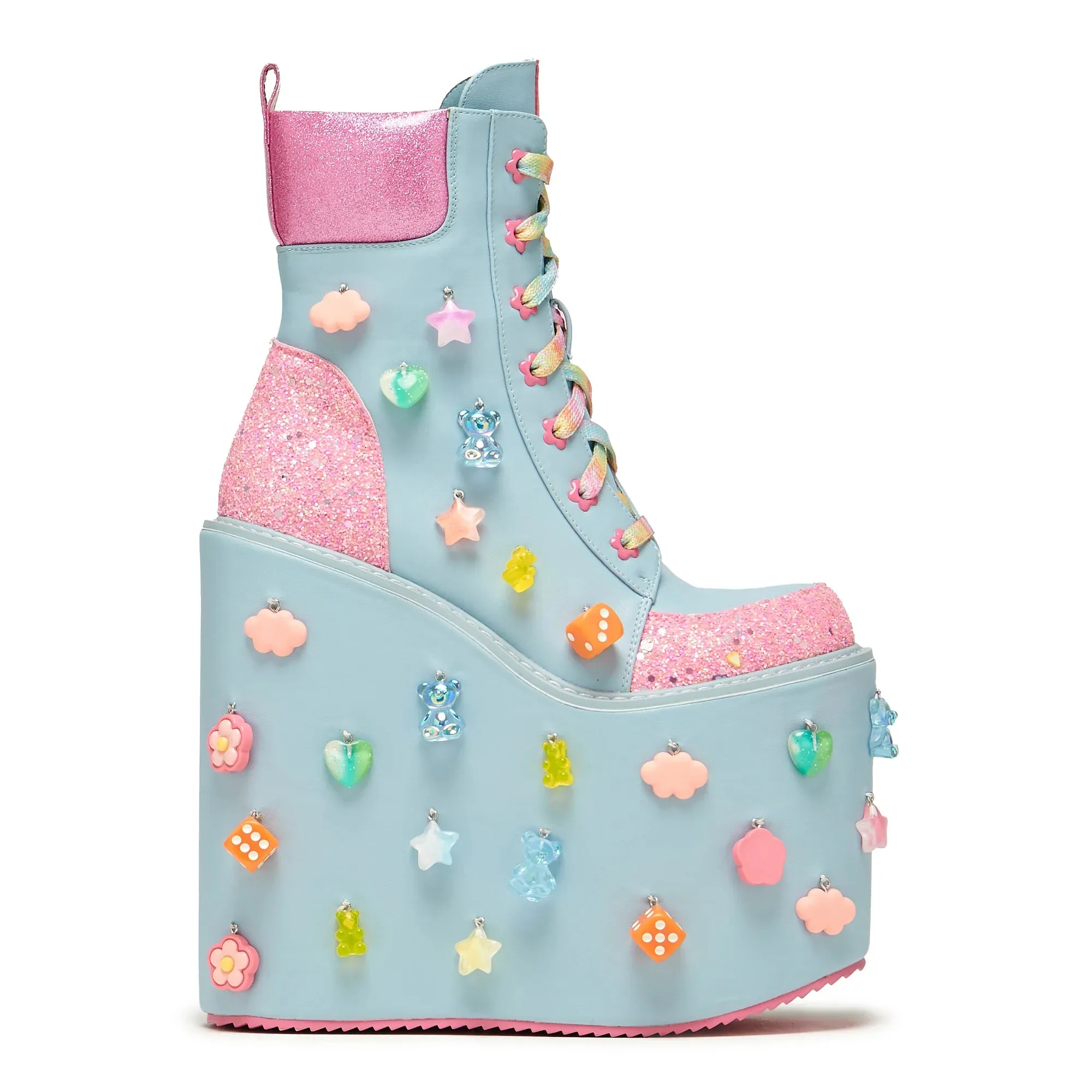 Playful Spirit Decora Tower Platform Boots - Blue sold by Shoe Freaks