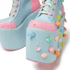 Playful Spirit Decora Tower Platform Boots - Blue sold by Shoe Freaks
