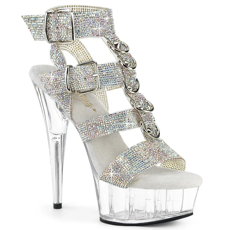 Pleaser Delight-656RS-Silver/Clear-Size 5-Clearance sold by Shoe Freaks