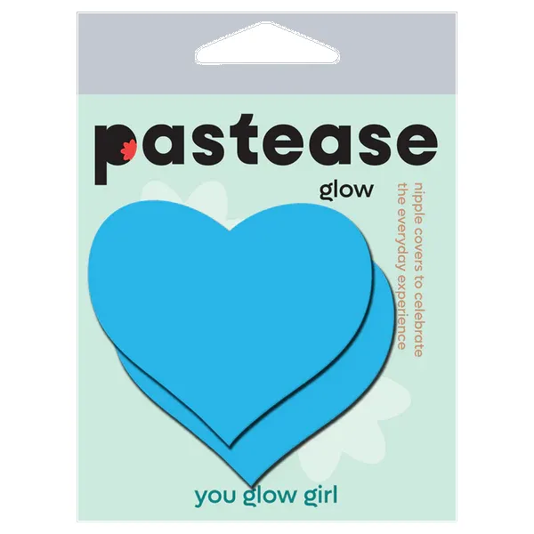 Love: Glow in the Dark Neon Turquoise Heart Pasties Nipple Covers sold by Shoe Freaks product image thumbnail 5