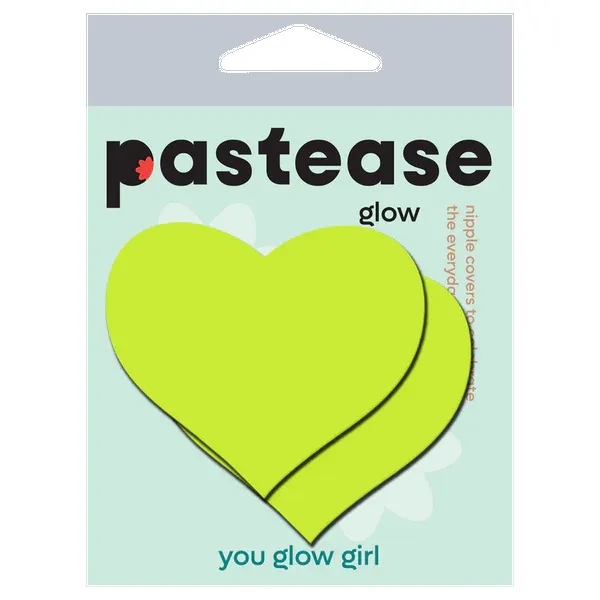 Love: Glow in the Dark Neon Yellow Heart Pasties Nipple Covers sold by Shoe Freaks product image thumbnail 3
