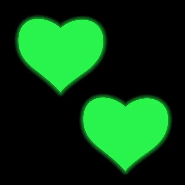 Love: Glow in the Dark Neon Yellow Heart Pasties Nipple Covers sold by Shoe Freaks product image thumbnail 2