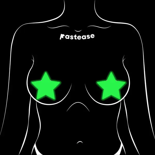 Star: Neon Yellow Pasties Glow in the Dark Star Nipple Covers sold by Shoe Freaks product image thumbnail 4