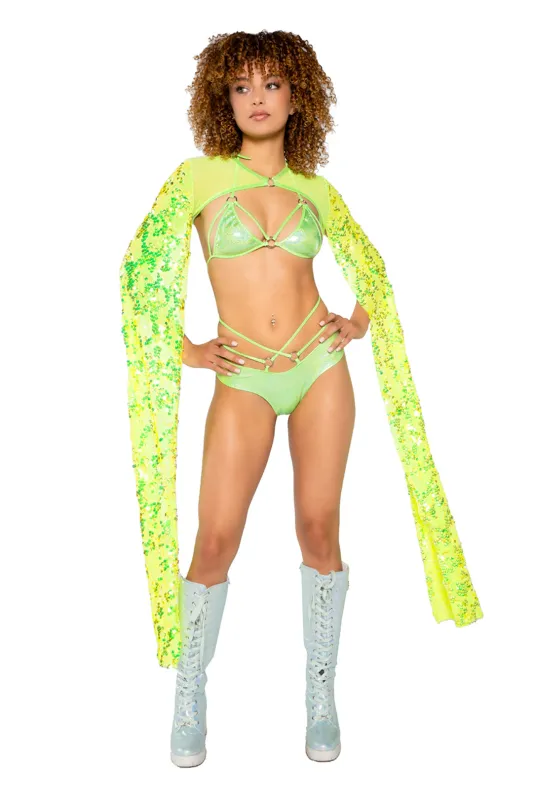 Sequin Drop Sleeve Shrug sold by Shoe Freaks