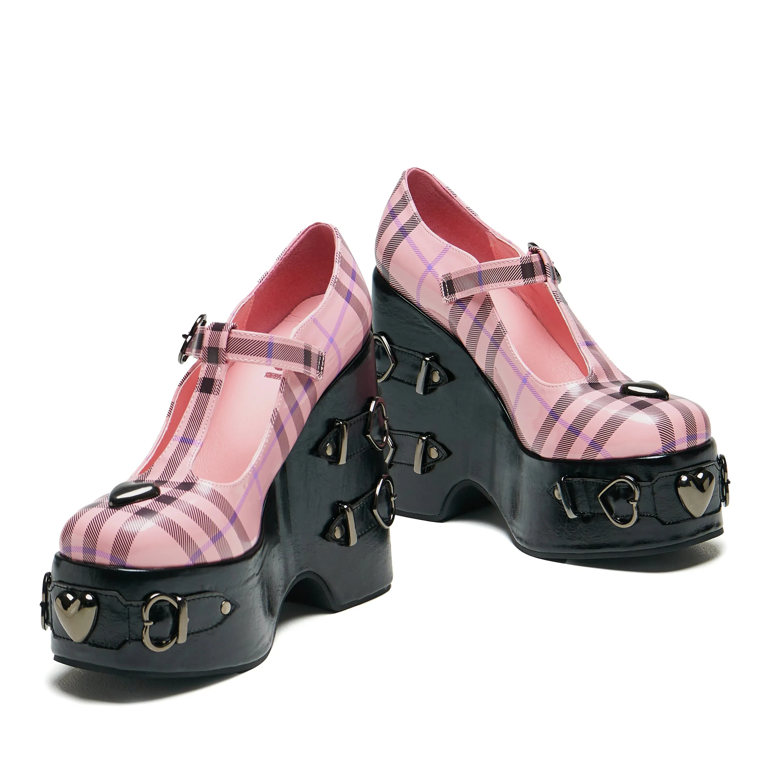 Sweet Apathy Plaid Wedge Mary Janes - Pink-Size 8-Clearance sold by Shoe Freaks product image thumbnail 5