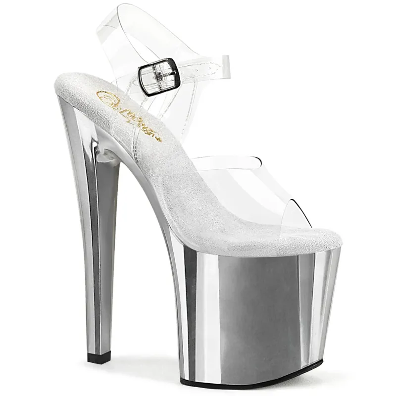 Pleaser Enchant-708-Clear/Silver-Size 7-Clearance sold by Shoe Freaks
