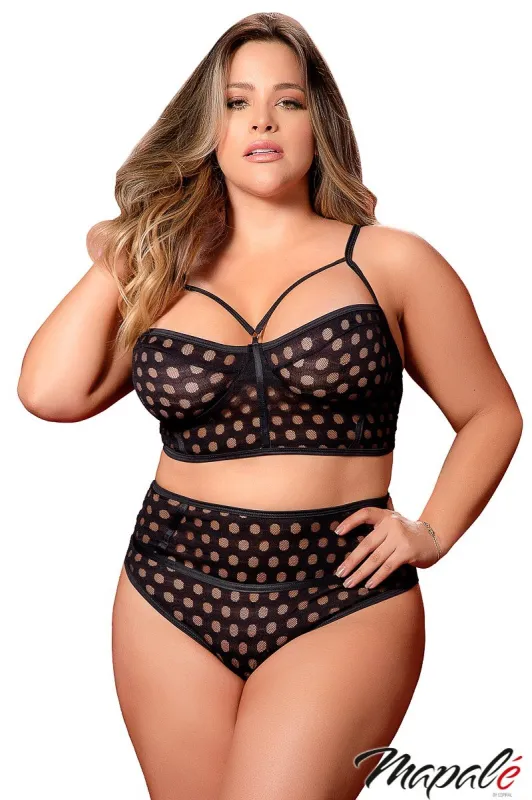 Sheer Dot Mesh 2PC Set sold by Shoe Freaks