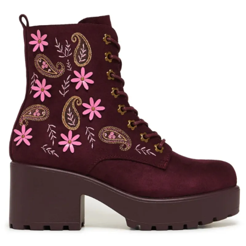 Moonlit Ember Suede Lace Up Boots- Brown sold by Shoe Freaks