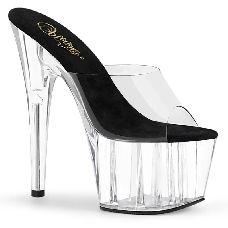 Pleaser Adore-701-Clear-Black/Clear-Size 9-Clearance sold by Shoe Freaks