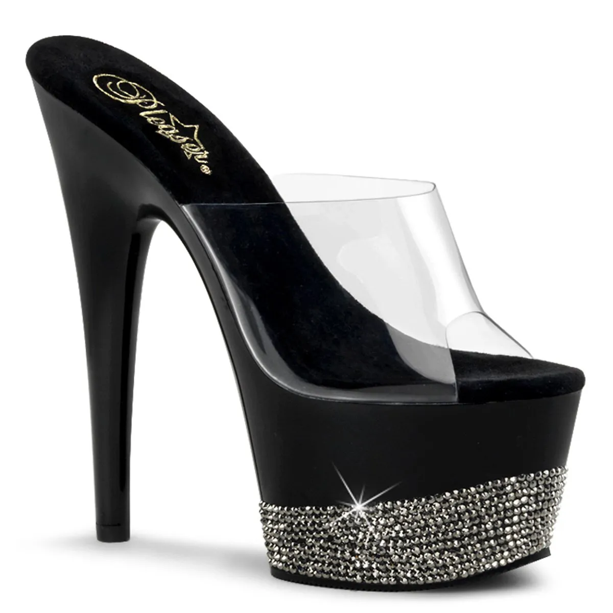 Pleaser Adore-701-3-Clear-Black-Size 7-Clearance sold by Shoe Freaks