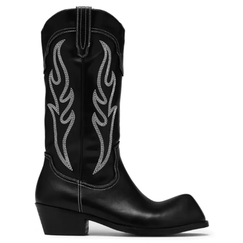 Cryptek Men's Snub Nose Tall Cowboy Boots - Black Vintage sold by Shoe Freaks