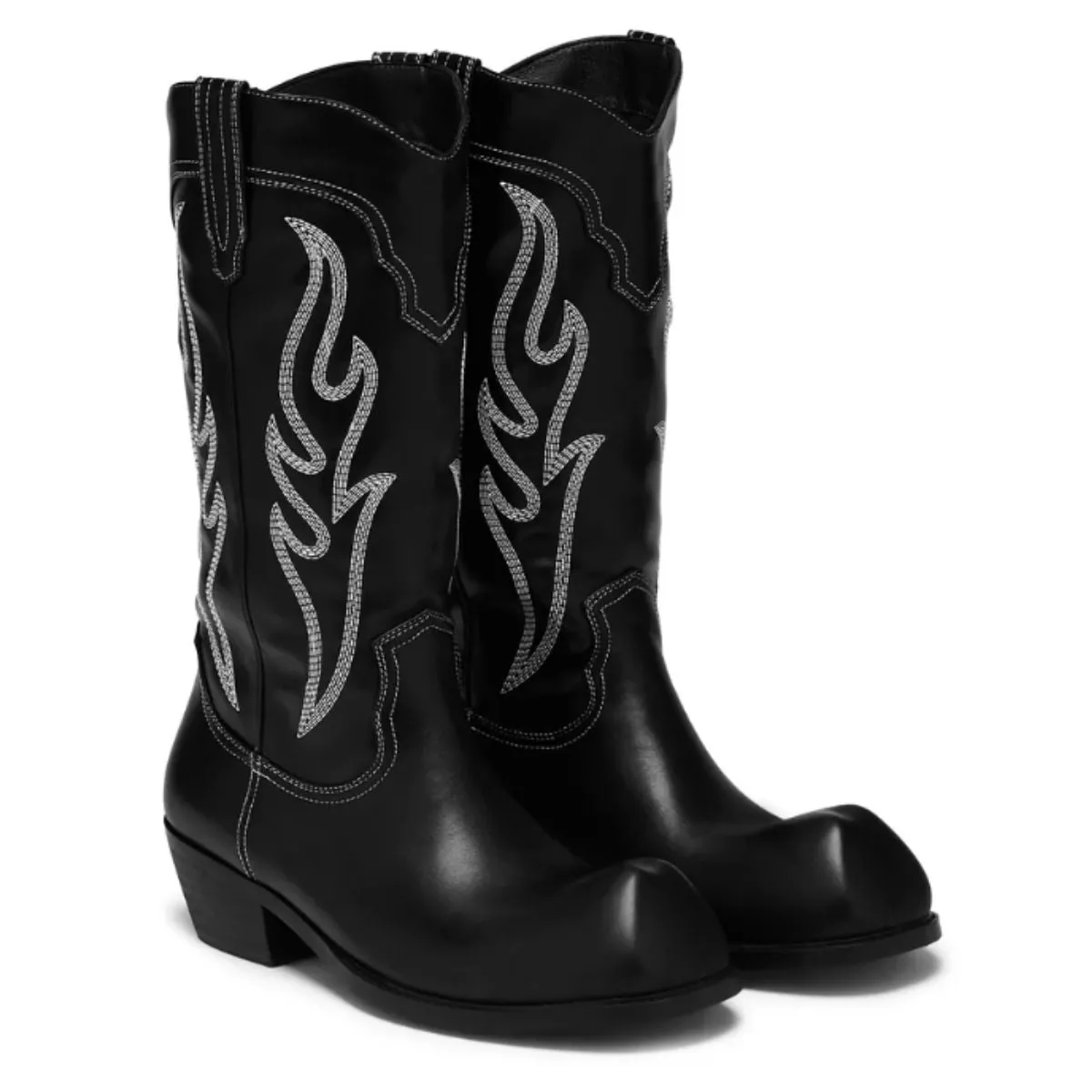 Cryptek Men's Snub Nose Tall Cowboy Boots - Black Vintage sold by Shoe Freaks product image thumbnail 5