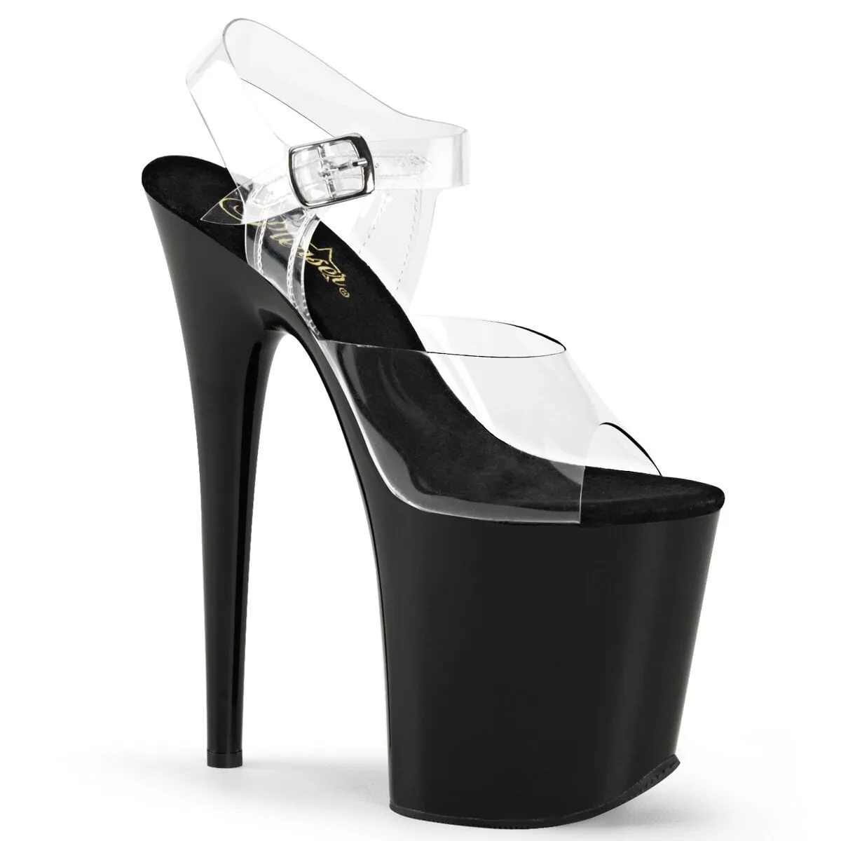 Pleaser Flamingo-808-Clear-Black-Size 5-Clearance sold by Shoe Freaks