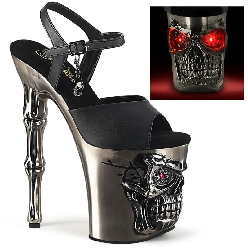 Pleaser Rapture-809-LT-Black/Pewter Chrome-Size 9-Clearance sold by Shoe Freaks