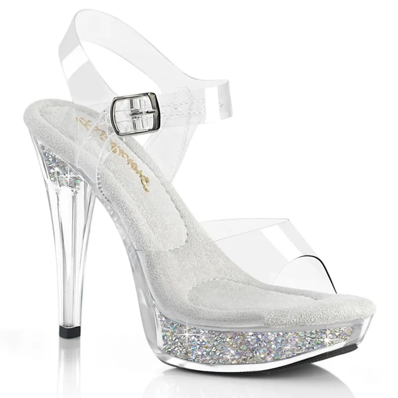 Fabulicious Cocktail-508RSI-Clear/Clear-Silver-Size 11-Clearance sold by Shoe Freaks