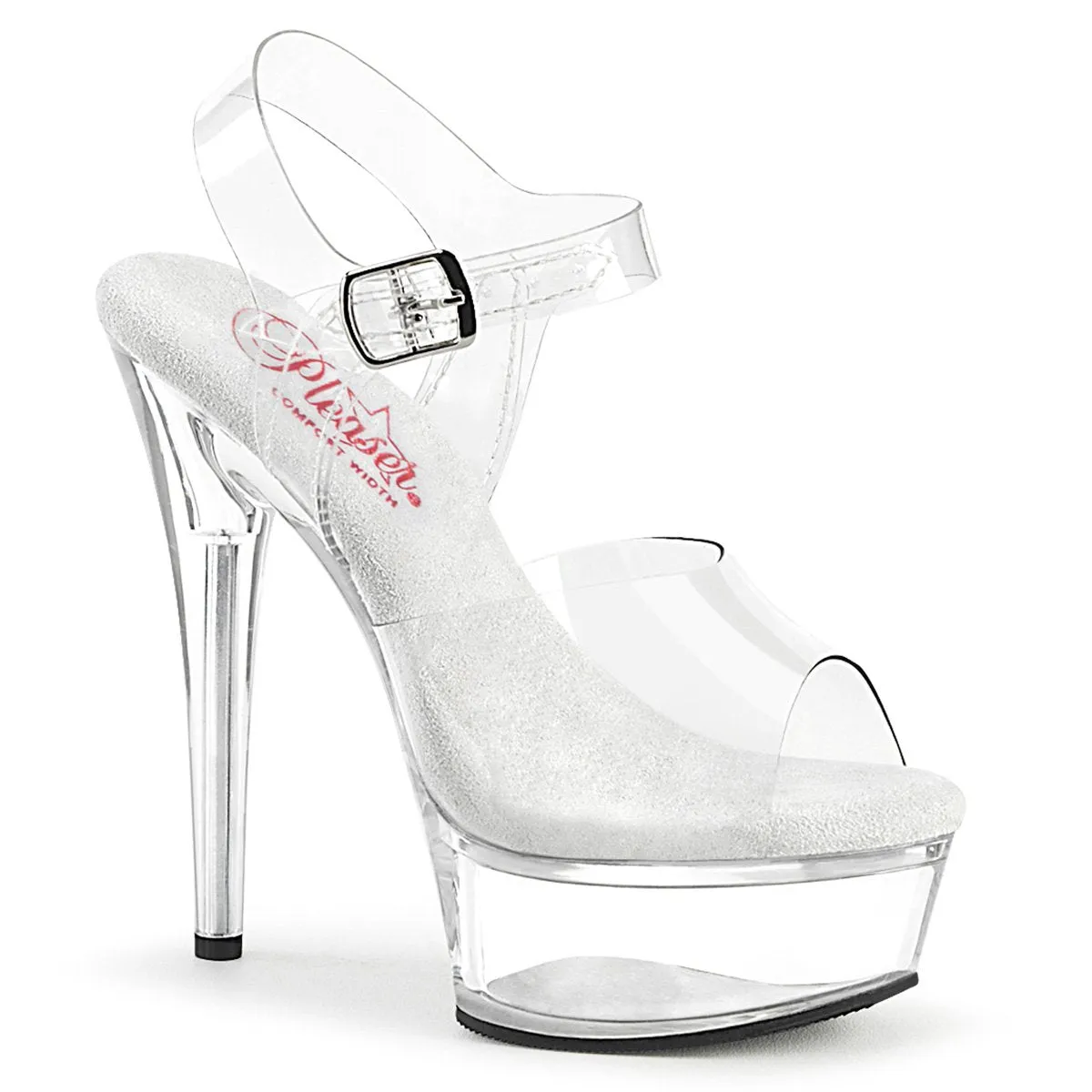 Pleaser Excite-608-Clear/Clear-Size 7-Clearance sold by Shoe Freaks