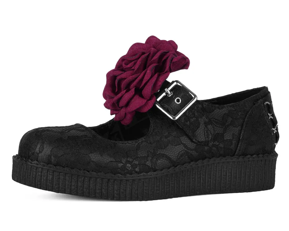 TUK-F3406L Black TUKskin Flower Lace Viva Low Mary Jane sold by Shoe Freaks