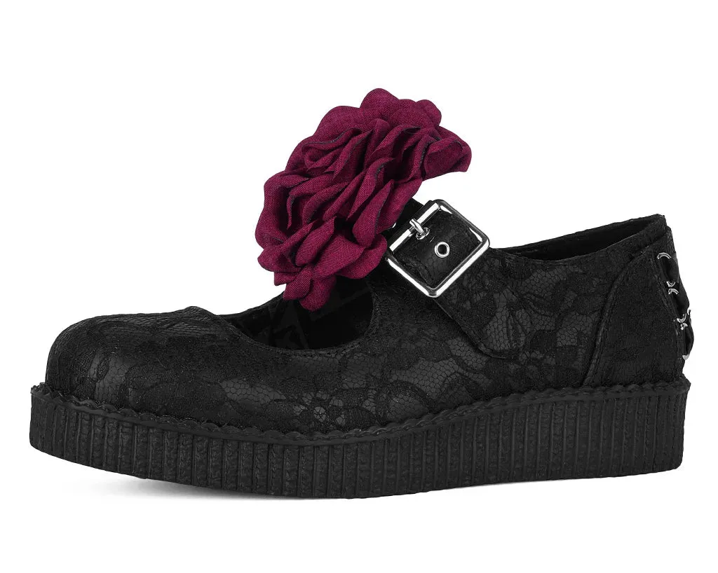 TUK-F3406L Black TUKskin Flower Lace Viva Low Mary Jane sold by Shoe Freaks