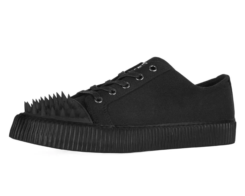 TUK-A3428 Black Twill Spiked Lace Up Sneaker sold by Shoe Freaks