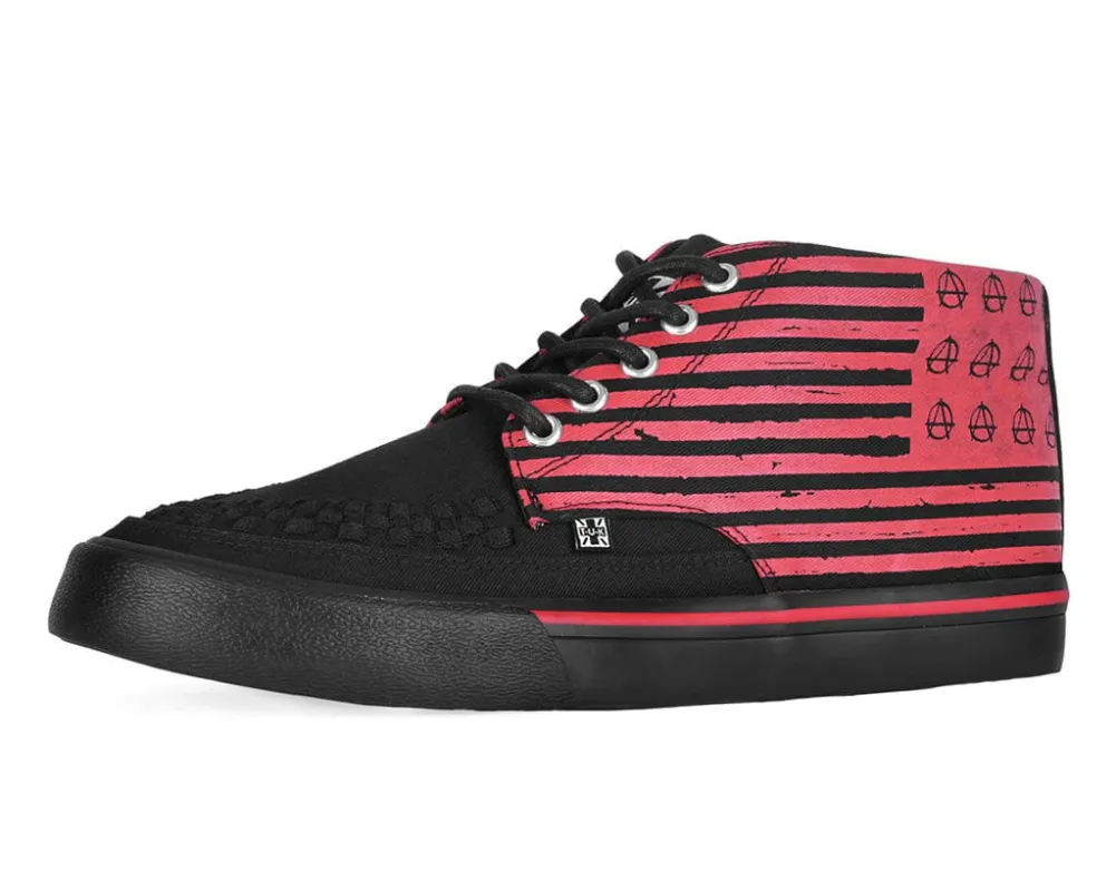TUK-A3403 Black & Red Anarchy Striped 5 Eye Sneaker sold by Shoe Freaks