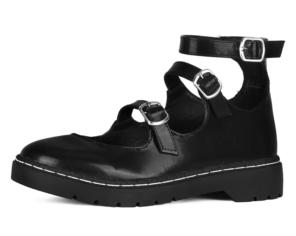 TUK-T2354 Black calf TUKskin 3 Strap Mary Jane sold by Shoe Freaks