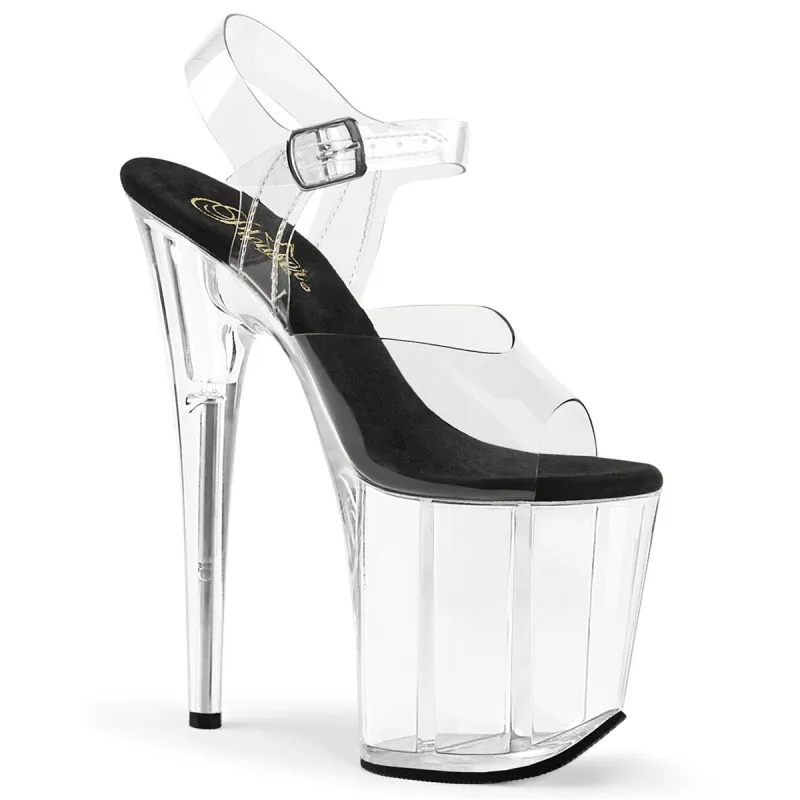 Pleaser Flamingo-808-Clear-Black-Clear-Size 8-Clearance sold by Shoe Freaks