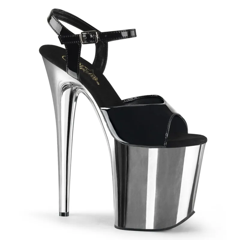 Pleaser Flamingo-809-Black-Silver-Size 5-Clearance sold by Shoe Freaks