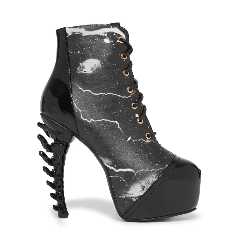 Phantasm Spiny Heel Ankle Boots-Black sold by Shoe Freaks