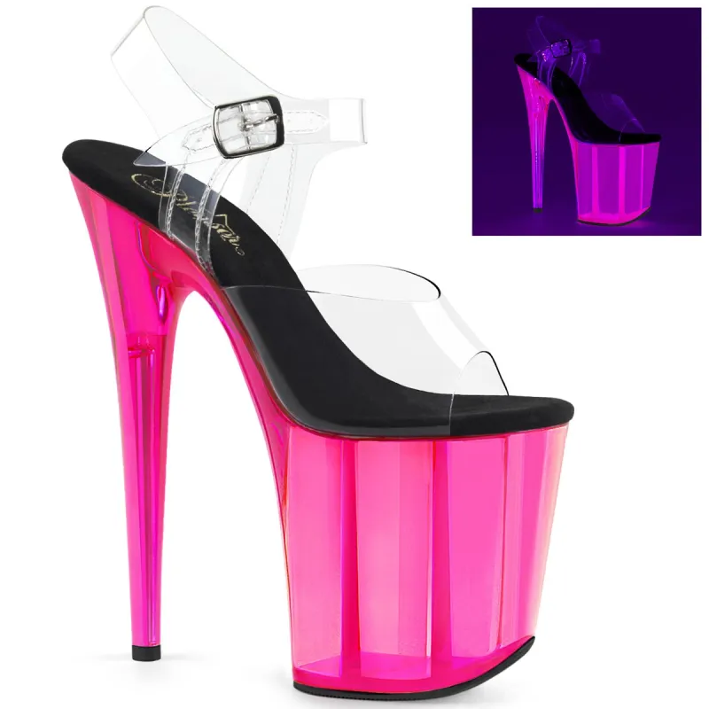 Pleaser Flamingo-808UVT-Clear/Hot Pink-Size 8-Clearance sold by Shoe Freaks